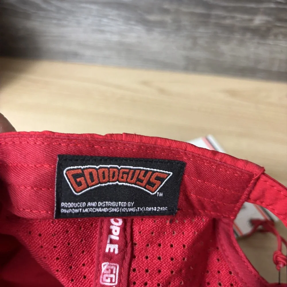 Goodguys Hat Cap Strap Back Red Performance Patch Mesh Vented Trucker Mens